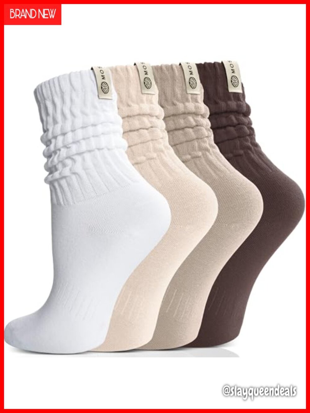 Cotton Slouch Calf Socks Unisex Thin Breathable Crew Socks 4-Pair Pack